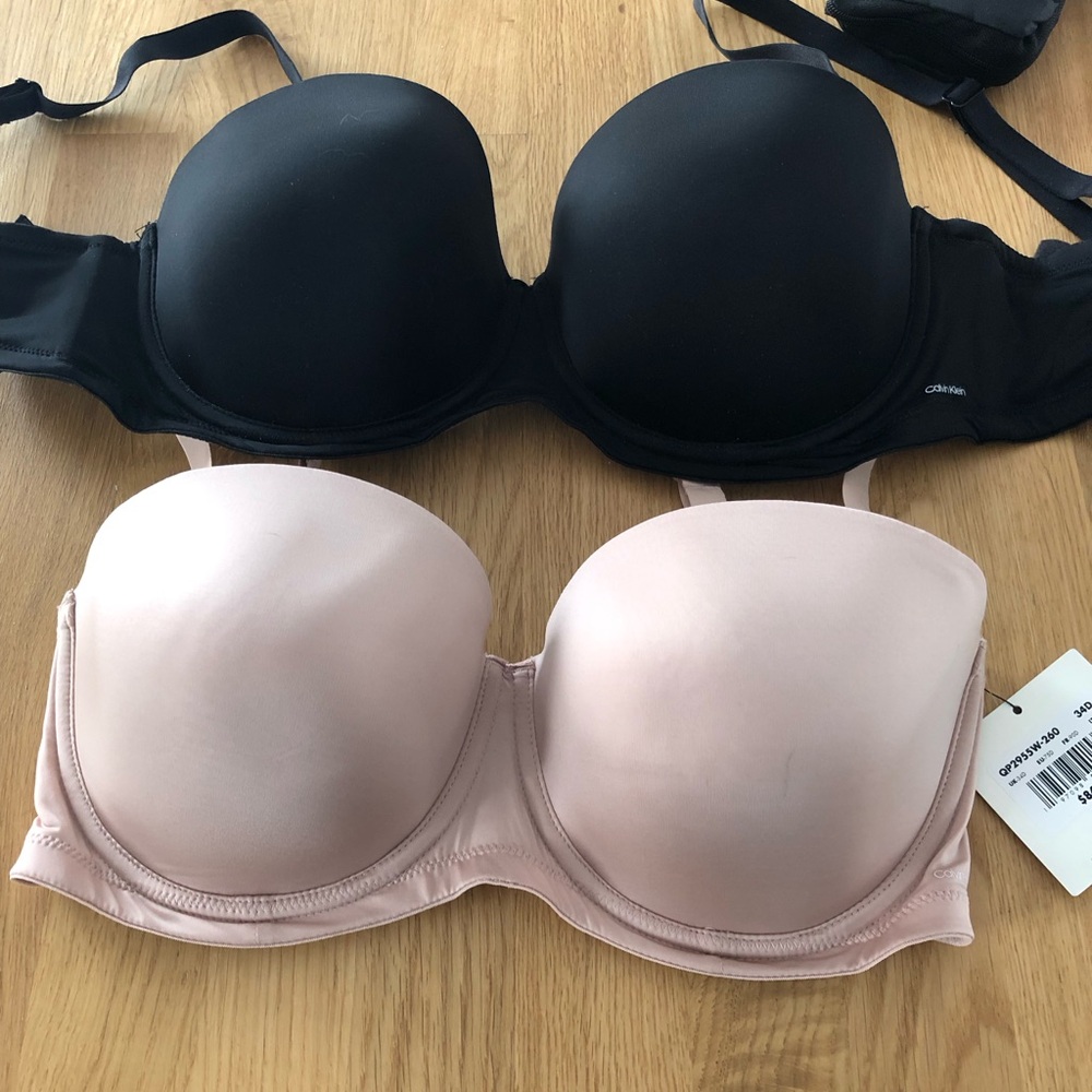 Calvin Klein Black and nude balconette Bras